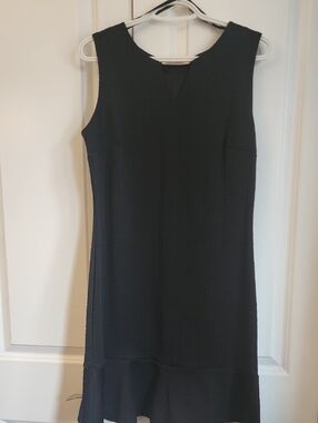 Stella & Julie Sleek Black Sleeveless V-Notch Shift Dress